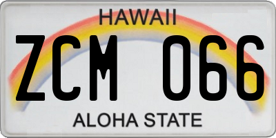 HI license plate ZCM066