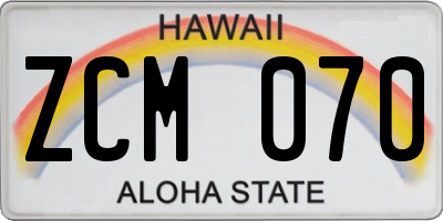 HI license plate ZCM070