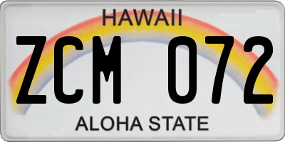 HI license plate ZCM072