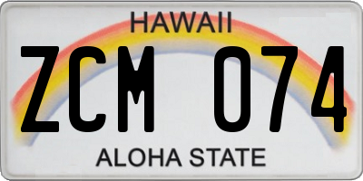 HI license plate ZCM074