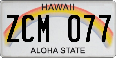 HI license plate ZCM077