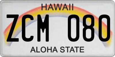 HI license plate ZCM080