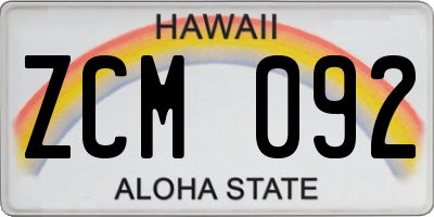 HI license plate ZCM092