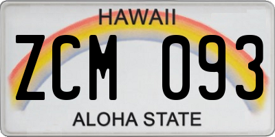 HI license plate ZCM093