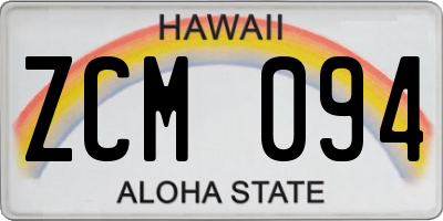 HI license plate ZCM094