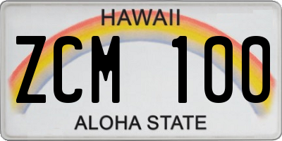 HI license plate ZCM100