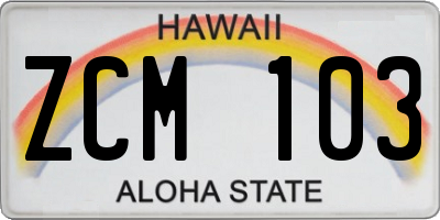 HI license plate ZCM103