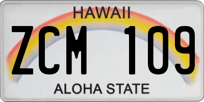 HI license plate ZCM109