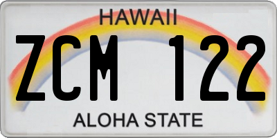 HI license plate ZCM122
