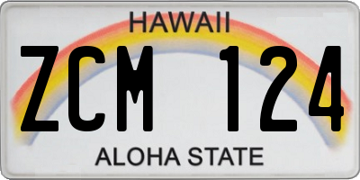 HI license plate ZCM124