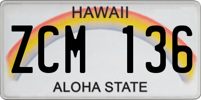 HI license plate ZCM136