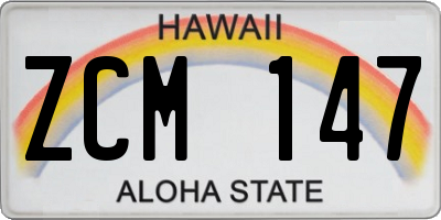 HI license plate ZCM147