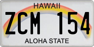 HI license plate ZCM154