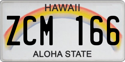 HI license plate ZCM166