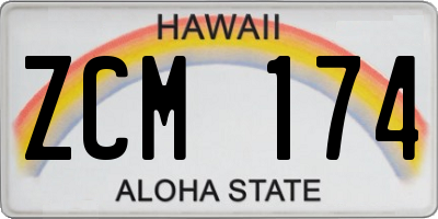 HI license plate ZCM174