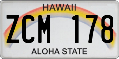 HI license plate ZCM178