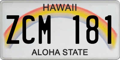 HI license plate ZCM181