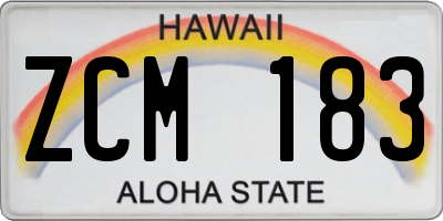 HI license plate ZCM183