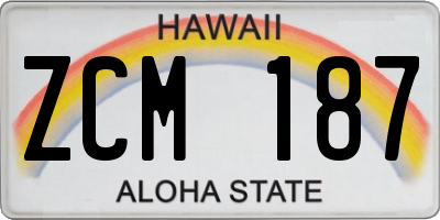 HI license plate ZCM187