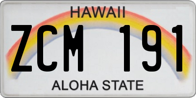 HI license plate ZCM191