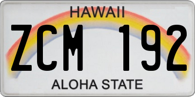 HI license plate ZCM192