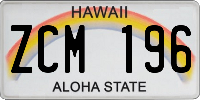 HI license plate ZCM196
