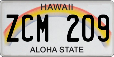 HI license plate ZCM209