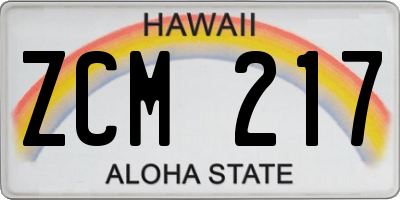 HI license plate ZCM217