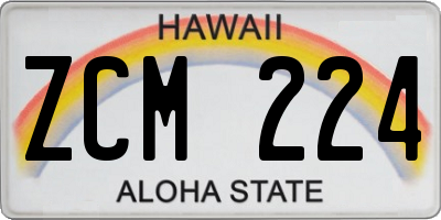 HI license plate ZCM224