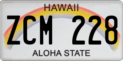 HI license plate ZCM228