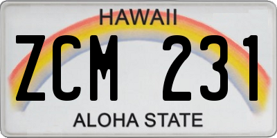 HI license plate ZCM231