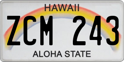 HI license plate ZCM243