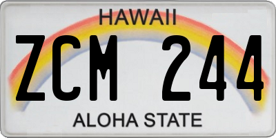HI license plate ZCM244