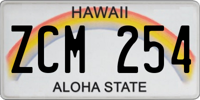 HI license plate ZCM254