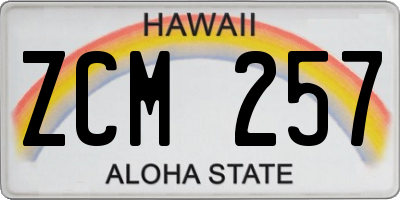 HI license plate ZCM257