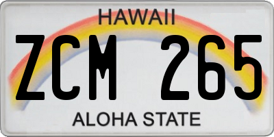 HI license plate ZCM265