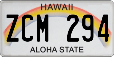 HI license plate ZCM294