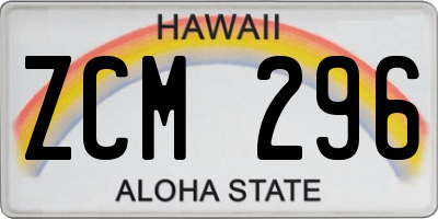 HI license plate ZCM296
