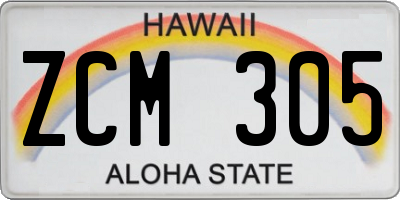 HI license plate ZCM305