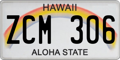HI license plate ZCM306