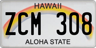 HI license plate ZCM308