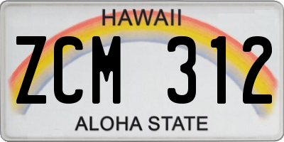 HI license plate ZCM312