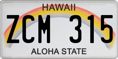 HI license plate ZCM315