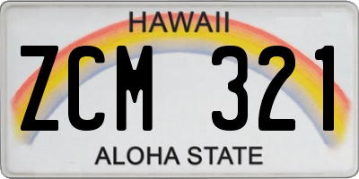 HI license plate ZCM321