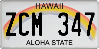 HI license plate ZCM347