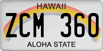 HI license plate ZCM360