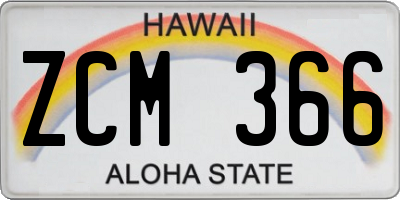 HI license plate ZCM366
