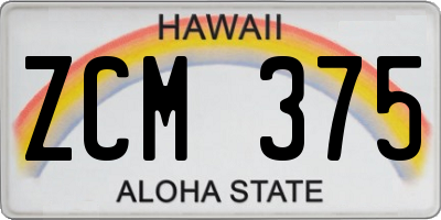HI license plate ZCM375