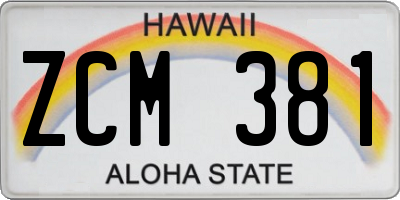 HI license plate ZCM381