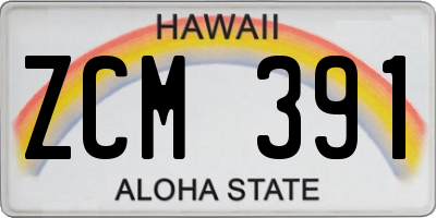 HI license plate ZCM391